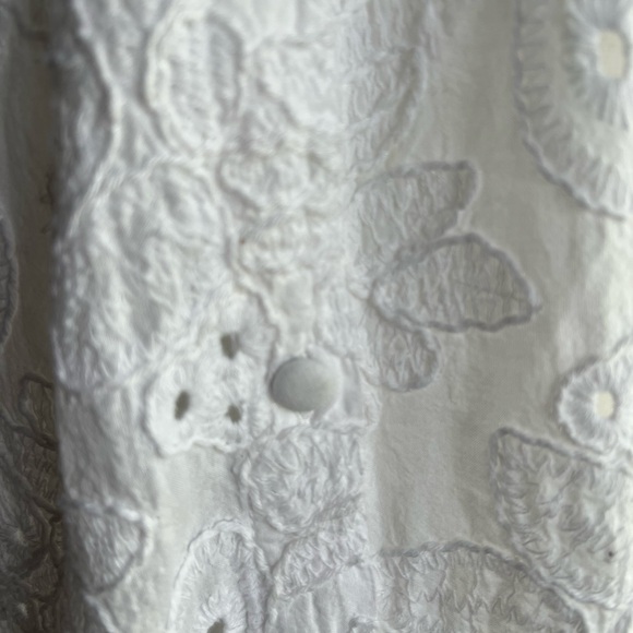 ZARA White Embroidered Eyelet Midi Dress  M Boho Cottagecore Fairycore V Neck - Picture 9 of 11